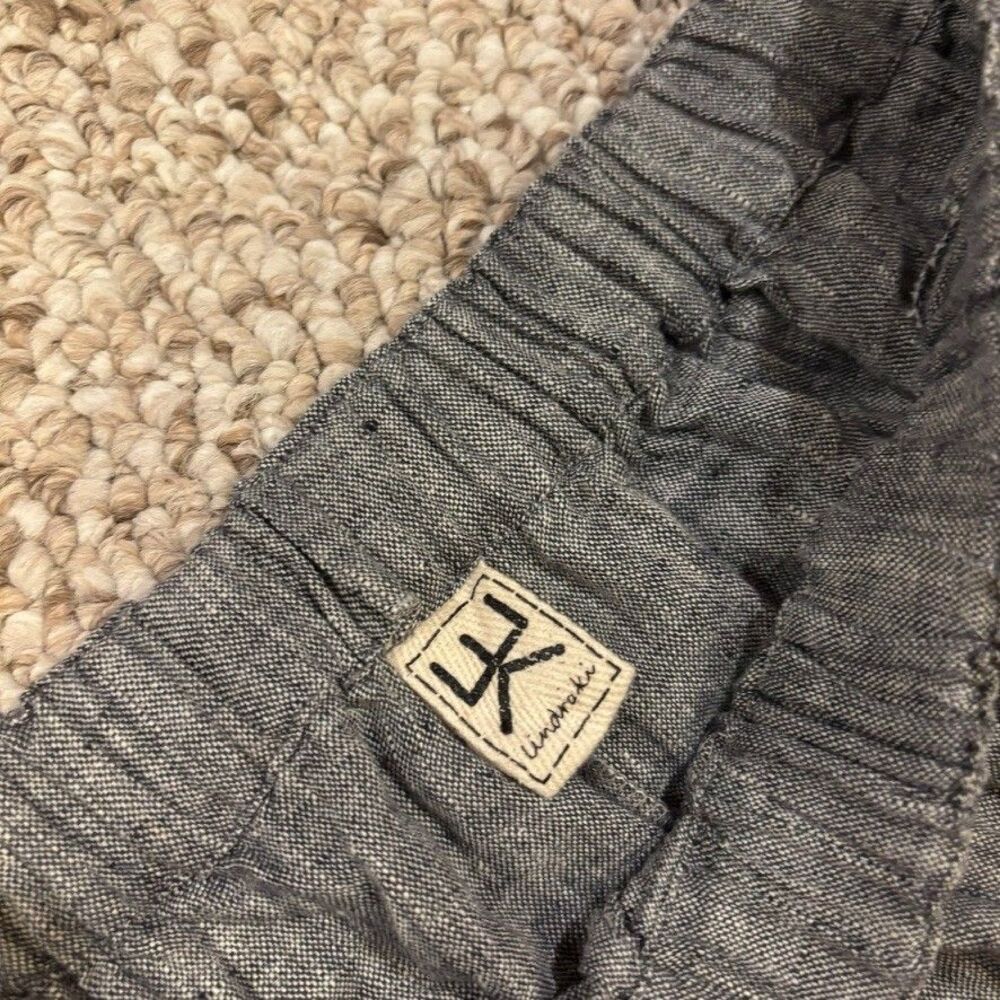 Lindraki 100% Linen Pants Gray Elastic Waist Relaxed Cropped Artisan Made M - Picture 7 of 10